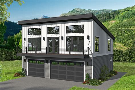 3 Car Modern Garage Apartment With Balcony 68779vr Architectural