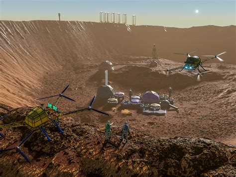 Mining Colony In A Martian Crater By Johannes Ewers Human Mars