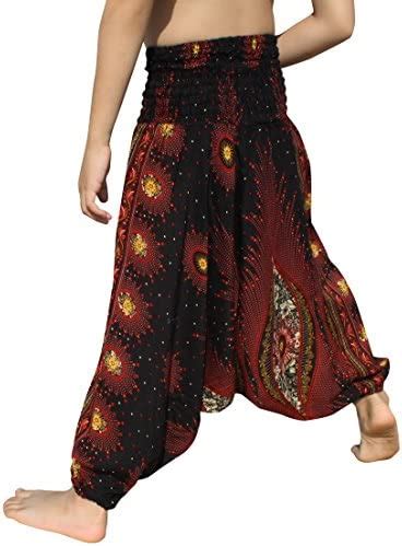 Amazon Com Raanpahmuang Smock Waist Rayon Aladdin Harem Baggy Pants In