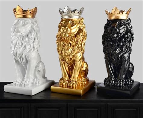 Height150cm or bespoke size material lion guardian with his mighty paw placed atop a crested shield, a regal lion surveys all who approach the door to your castle. Online Shop gold crown lion statue handicraft decorations ...