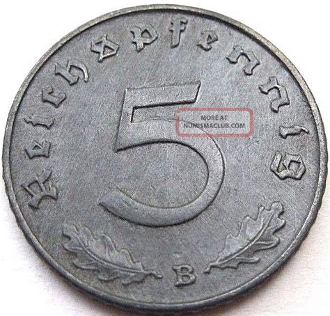 Ww2 German 1941 B 5rp Reichspfennig 3rd Reich Zinc Nazi Coin