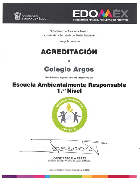 AcreditaciÓn “escuela Ambientalmente Responsable” Colegio Argos