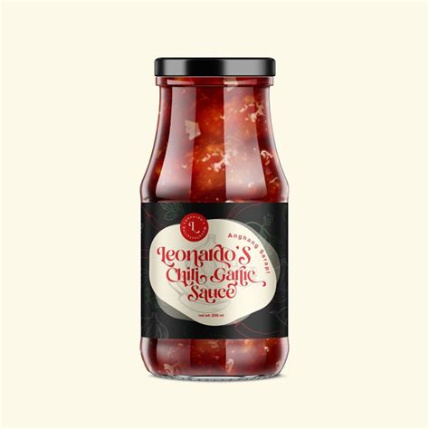 Leonardos Chili Garlic Sauce Packaging Label Design Packaging