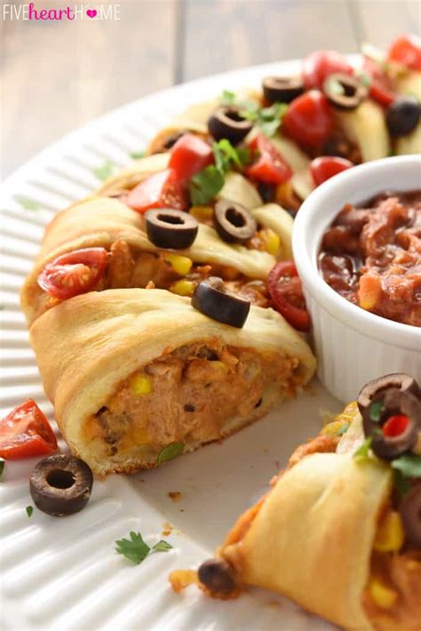 Take your shredded, cooked chicken breast to a whole new level with these 7 easy recipes. Chicken (or Leftover Turkey!) Taco Crescent Ring
