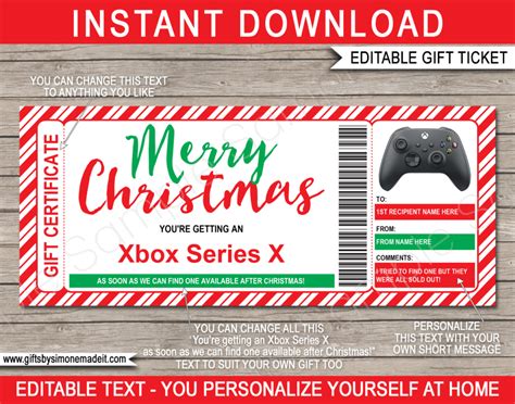 Christmas Xbox Series X T Certificate Template T Voucher Present