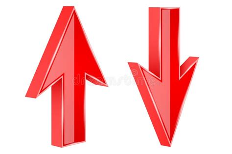 Red Up And Down Arrows 3d Shiny Signs Stock Vector Illustration Of