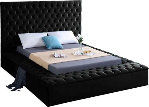 Meridian Bliss Velvet King Bed In Black Blissblack K 1stopbedrooms Velvet Upholstered Bed