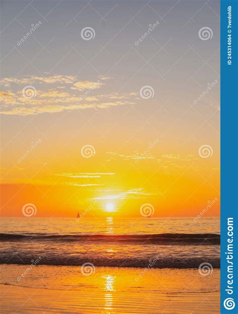 Sea Beach With Sunset Sky Abstract Background Virginia Copy Space Of