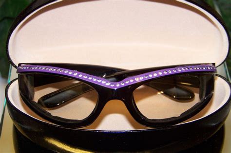 Purchase Motorcycle Transition Lens Sunglasses With Rhinestone Black And Purple Frame In