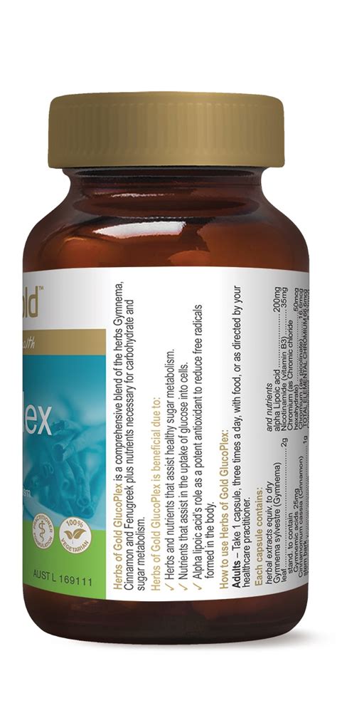 Herbs of gold products have been around since the ancient ages and are extremely popular across the globe for their superior healing capabilities. herbs of gold glucoplex side label