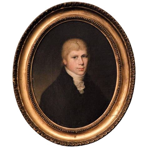 Oval Portrait Of A Young Man Oil On Canvas Circa 1800 England