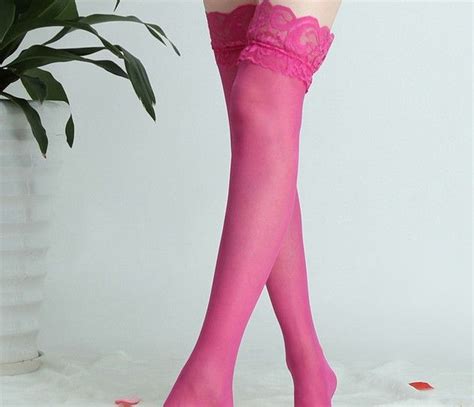 2021 Thin Ultrathin Sexy Women Color Tights Summer Stockings Lace Nylon Top Thigh High Ultra