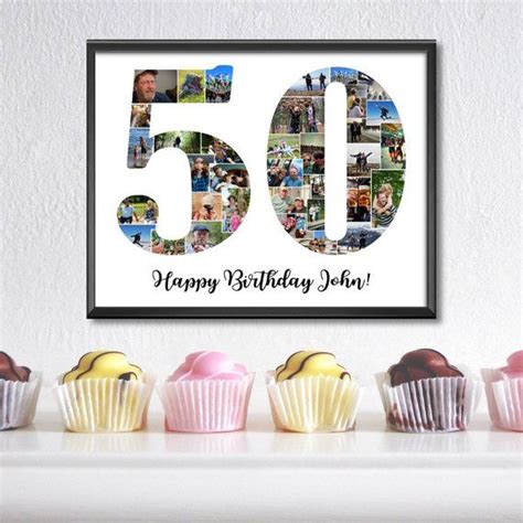 50th Birthday Photo Collage 50 Year Photo Collage Number 50 Etsy Birthday Photo Collage