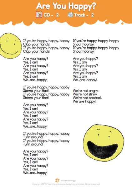 Classroom Classics Are You Happy Lyric Sheet Elf Learning