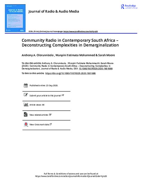 Pdf Community Radio In Contemporary South Africa Deconstructing