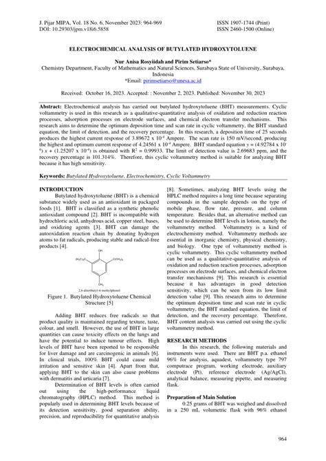 Pdf Electrochemical Analysis Of Butylated Hydroxytoluene