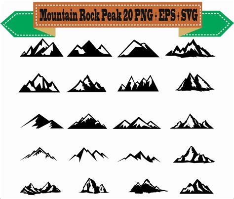 Mountain Rock Peak Top Pinnacle Cap Cusp Silhouette Vector Clipart Png