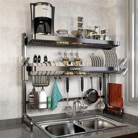 Loyalfire Over Sink Dish Drying Rack 2 Tier Stainless