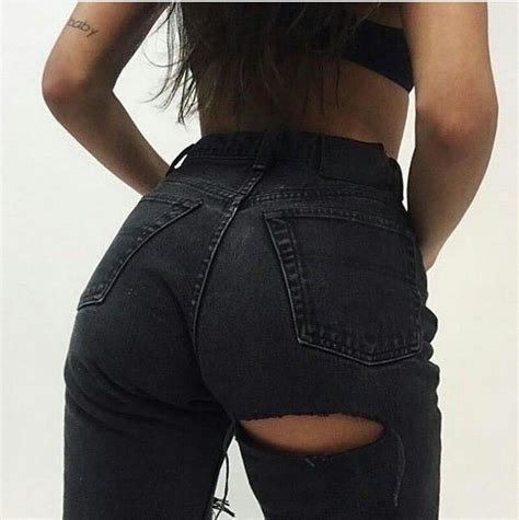 Black Butt Ripped Jeans For Womens On Stylevore