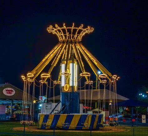 Bright Carousel In Amusement Park At Night Free Image Download