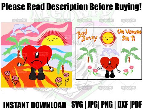 Bad Bunny Un Verano Sin ti Sad Heart SVG Png bestand Etsy België