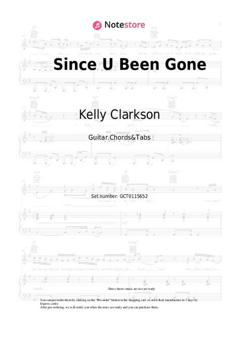 kelly clarkson since u been gone chords guitar tabs on note guitar chordsandtabs