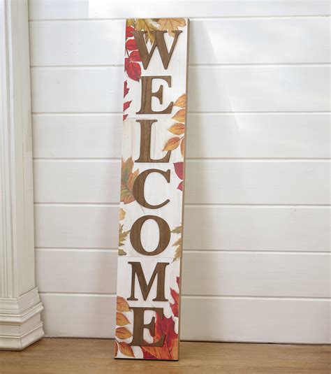 Autumn Welcome Sign With Fall Leaves Farmhouse Front Door Harvest