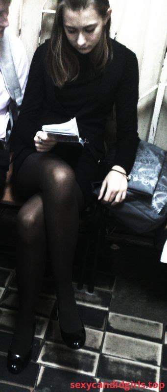 sexycandidgirls top skinny teen in dark pantyhose sitting with crossed legs item 1