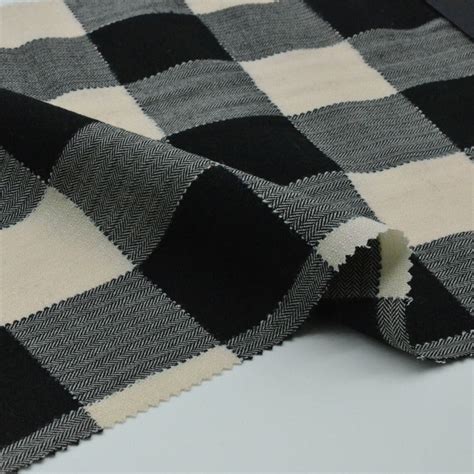 Herringbone Plaid Wool Fabric By The Yard Etsy