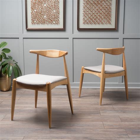 Noble House Eliza Mid Century Modern Dining Chairs Set Of 2 Beige