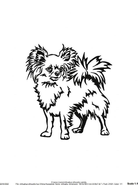 Embroidery Machine Long Haired Chihuahua Silhouette Embroidery