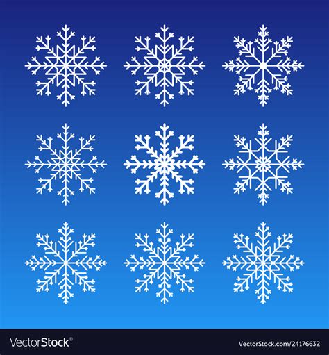Cute Snowflakes Collection Isolated On Dark Vector Image