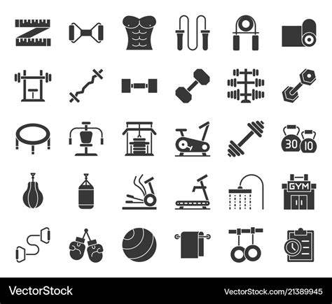 Gym Equipment And Fitness Solid Icon Royalty Free Vector
