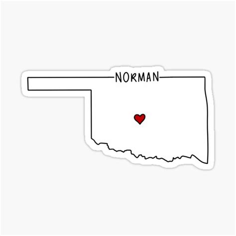 Norman Oklahoma State Outline Sticker For Sale By Lme Stickers