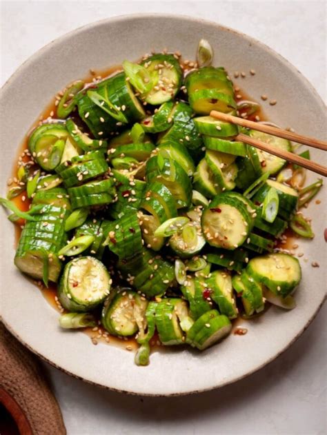 Spicy Cucumber Salad Spiral Accordion Cucumbers Healthful Blondie
