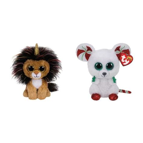 Ty Peluches Beanie Boos Ramsey Lion And Noël Souris Cdiscount