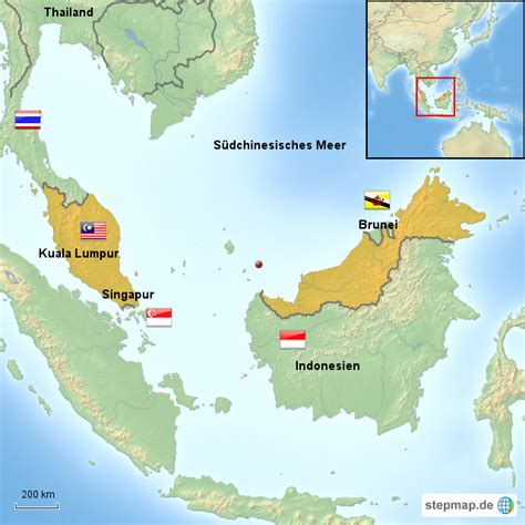 Stepmap Malaysia Landkarte Für Asien