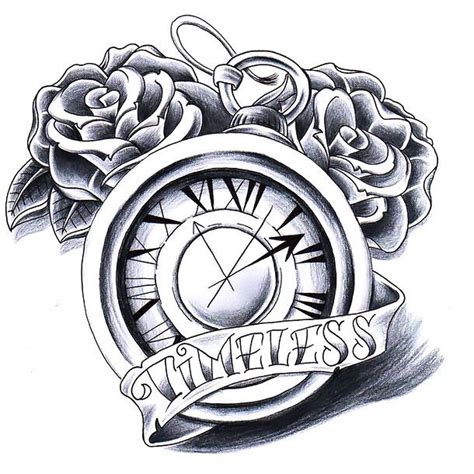 A Meaningful Clock Tattoo Idea With The Word Timeless Written On A
