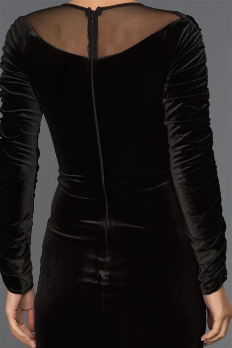 Long Black Velvet Evening Dress Abu527