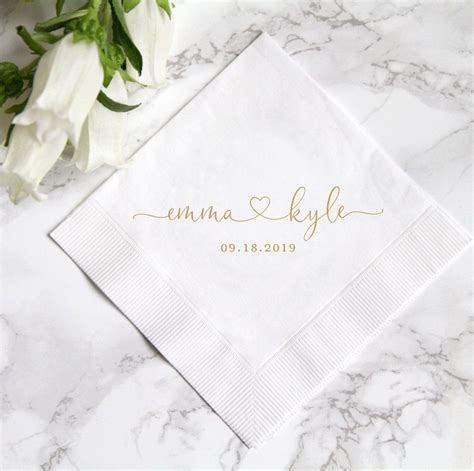 Personalized Wedding Napkins Names With Heart Rehearsal Dinner