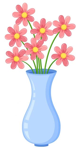 Цветочная ваза на белом фоне Премиум векторы