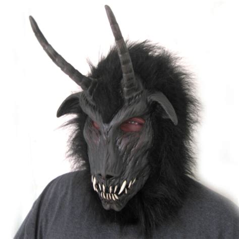 Dark One Goat Devil Black Demon Horned Cosplay Adult Latex Halloween