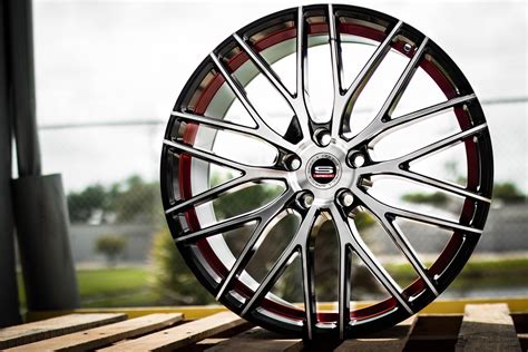 Spec 1® Sp 17 Wheels Gloss Black With Machined Face And Red Undercut Rims