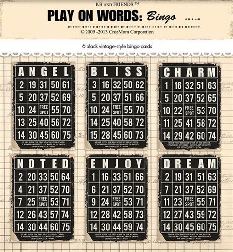 Vintage Black Bingo Cards Printable Bingo Cards Digital Etsy