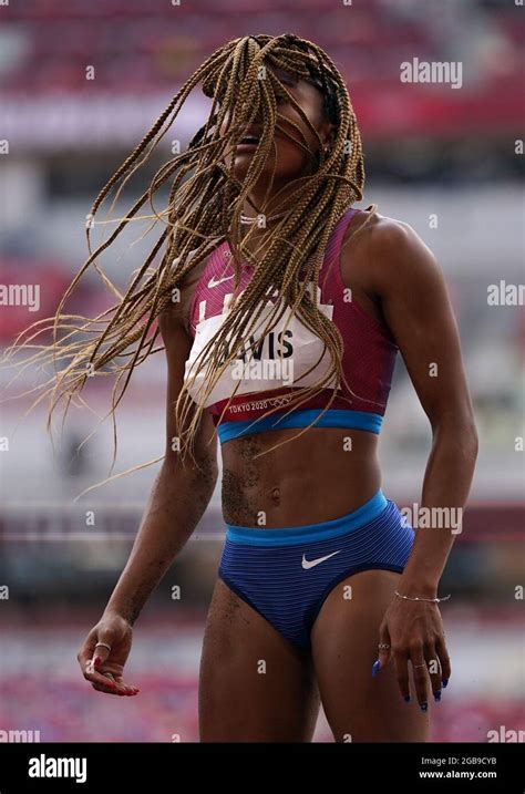 Usas Tara Davis Reacts During The Womens Long Jump Final At The Olympic Stadium On The