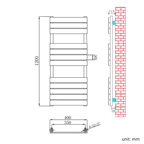 Elegant 1200 X 400 Chrome Designer Flat Panel Heated Towel Rail Radiator