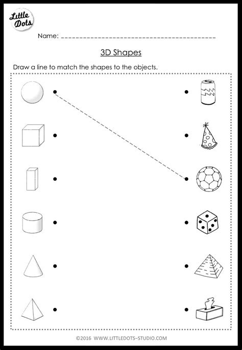 Easy shapes worksheet for kids. Kindergarten Math 3D Shapes Worksheets and Activities