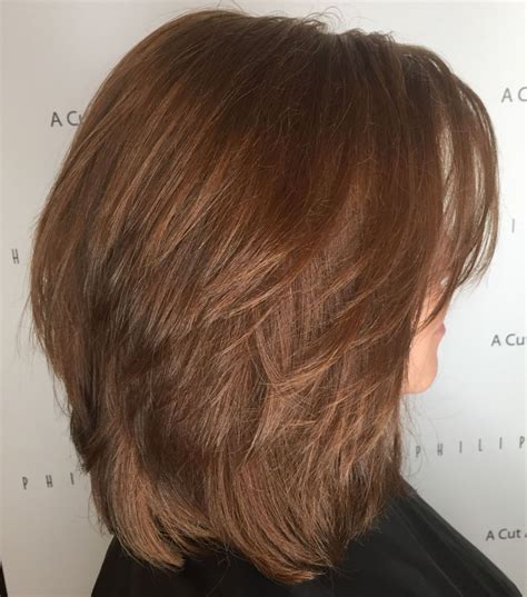 Shoulder Length Cinnamon Brown Layered Hair Thick Hair Cuts Medium