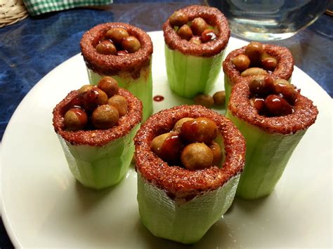 This slightly spicy mexican candy will gain a place in your favorite list. Cucumbers filled with peanuts (cacahuates japoneses ...