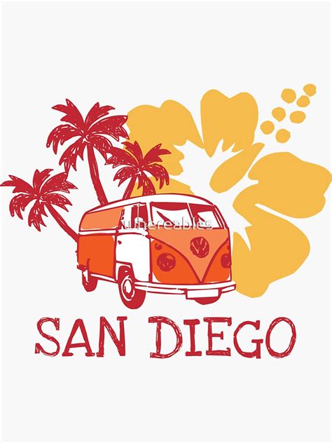 Retro San Diego Beach Scene Sticker For Sale By Whereables Redbubble